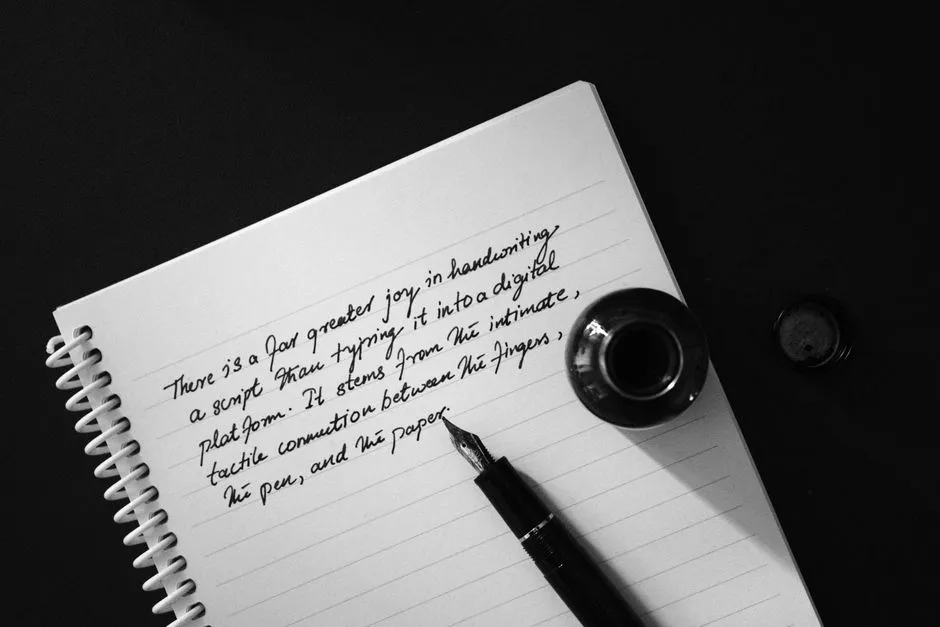 Close-up of elegant cursive handwriting made with a fountain pen on paper